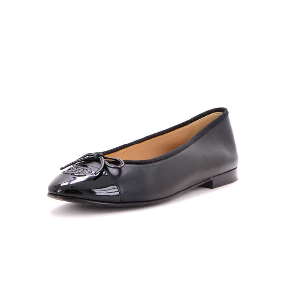 Chanel Shoes - Chanel Women's CC Cap Toe Bow Ballerina Flats Leather and Patent